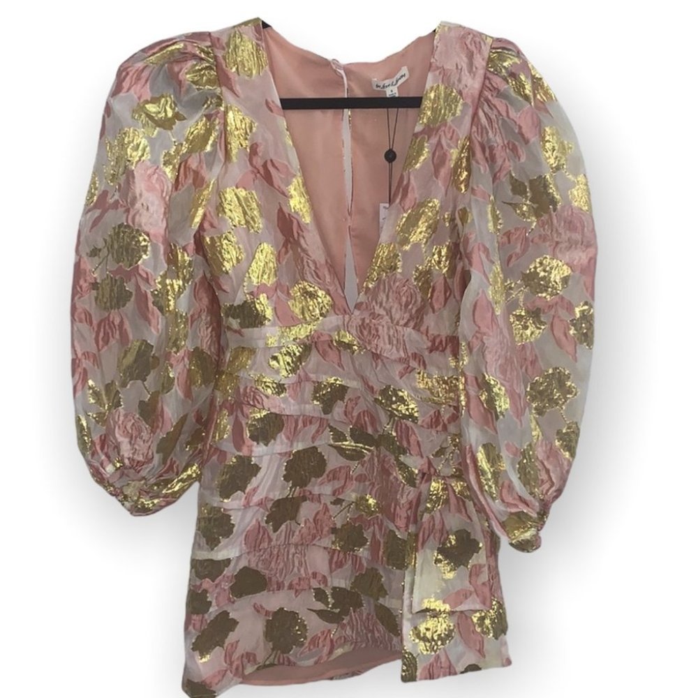For Love and Lemons x Victoria’s Secret floral plunging neckline ruched dress S - Picture 4 of 16